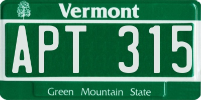 VT license plate APT315