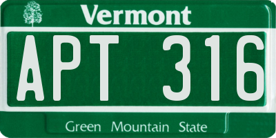 VT license plate APT316