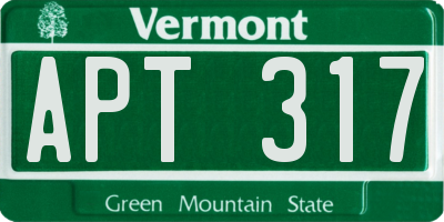 VT license plate APT317
