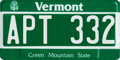 VT license plate APT332