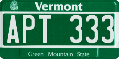 VT license plate APT333