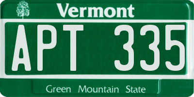 VT license plate APT335