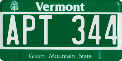 VT license plate APT344