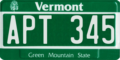 VT license plate APT345