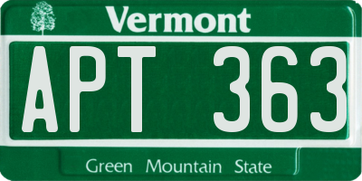 VT license plate APT363