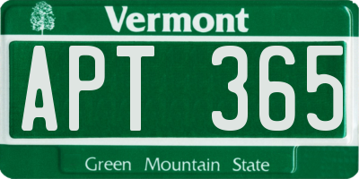 VT license plate APT365