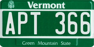 VT license plate APT366
