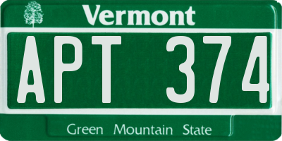 VT license plate APT374