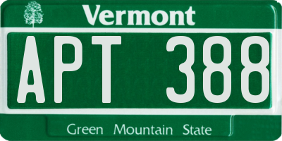 VT license plate APT388