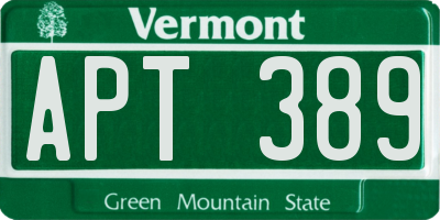 VT license plate APT389