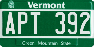 VT license plate APT392