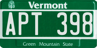 VT license plate APT398