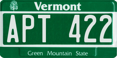 VT license plate APT422