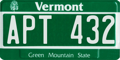 VT license plate APT432