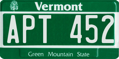 VT license plate APT452
