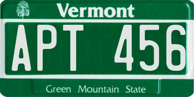 VT license plate APT456