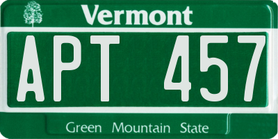 VT license plate APT457