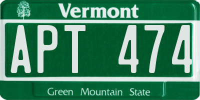 VT license plate APT474