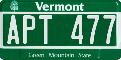 VT license plate APT477