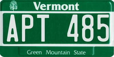 VT license plate APT485