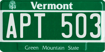 VT license plate APT503