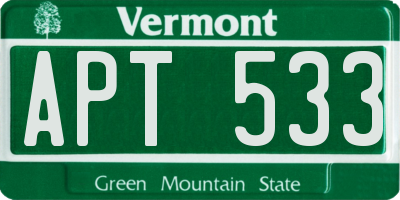 VT license plate APT533