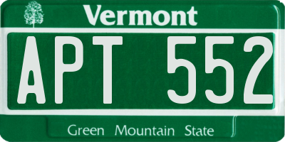 VT license plate APT552