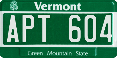 VT license plate APT604