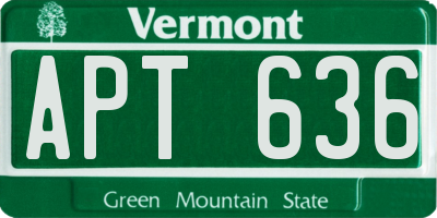 VT license plate APT636