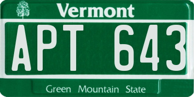 VT license plate APT643