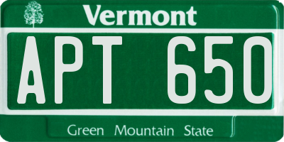 VT license plate APT650