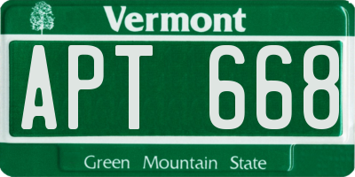 VT license plate APT668