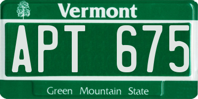 VT license plate APT675