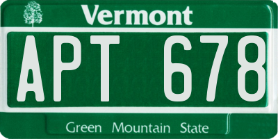 VT license plate APT678