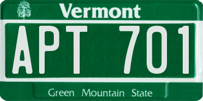 VT license plate APT701