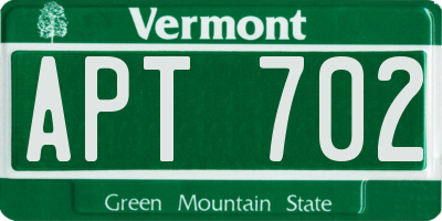VT license plate APT702