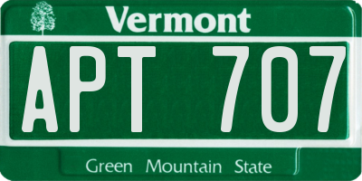 VT license plate APT707
