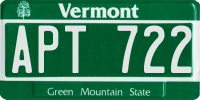 VT license plate APT722
