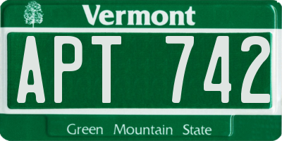 VT license plate APT742
