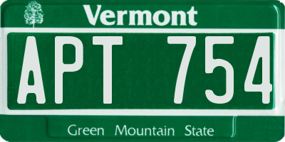 VT license plate APT754