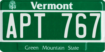 VT license plate APT767