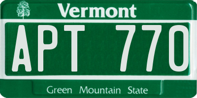 VT license plate APT770