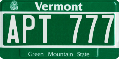 VT license plate APT777