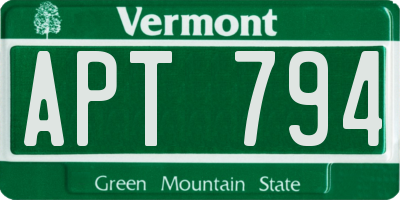 VT license plate APT794