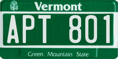 VT license plate APT801