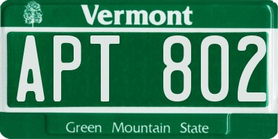 VT license plate APT802