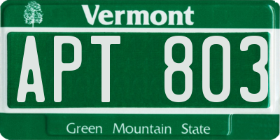 VT license plate APT803