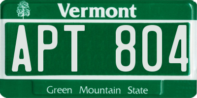 VT license plate APT804