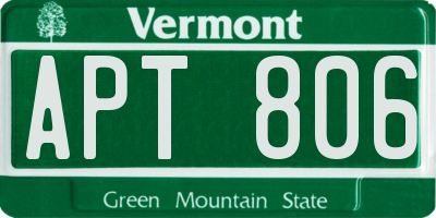 VT license plate APT806