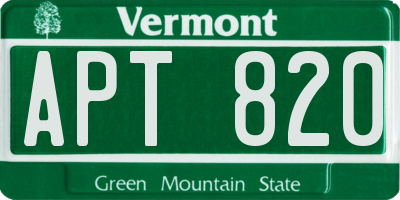 VT license plate APT820